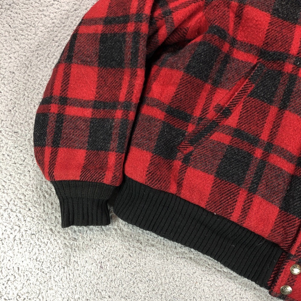 VTG Woolridge Jacket Adult Extra Large Red Black Plaid Sherpa Lined Bomber‎ USA - Picture 3 of 14